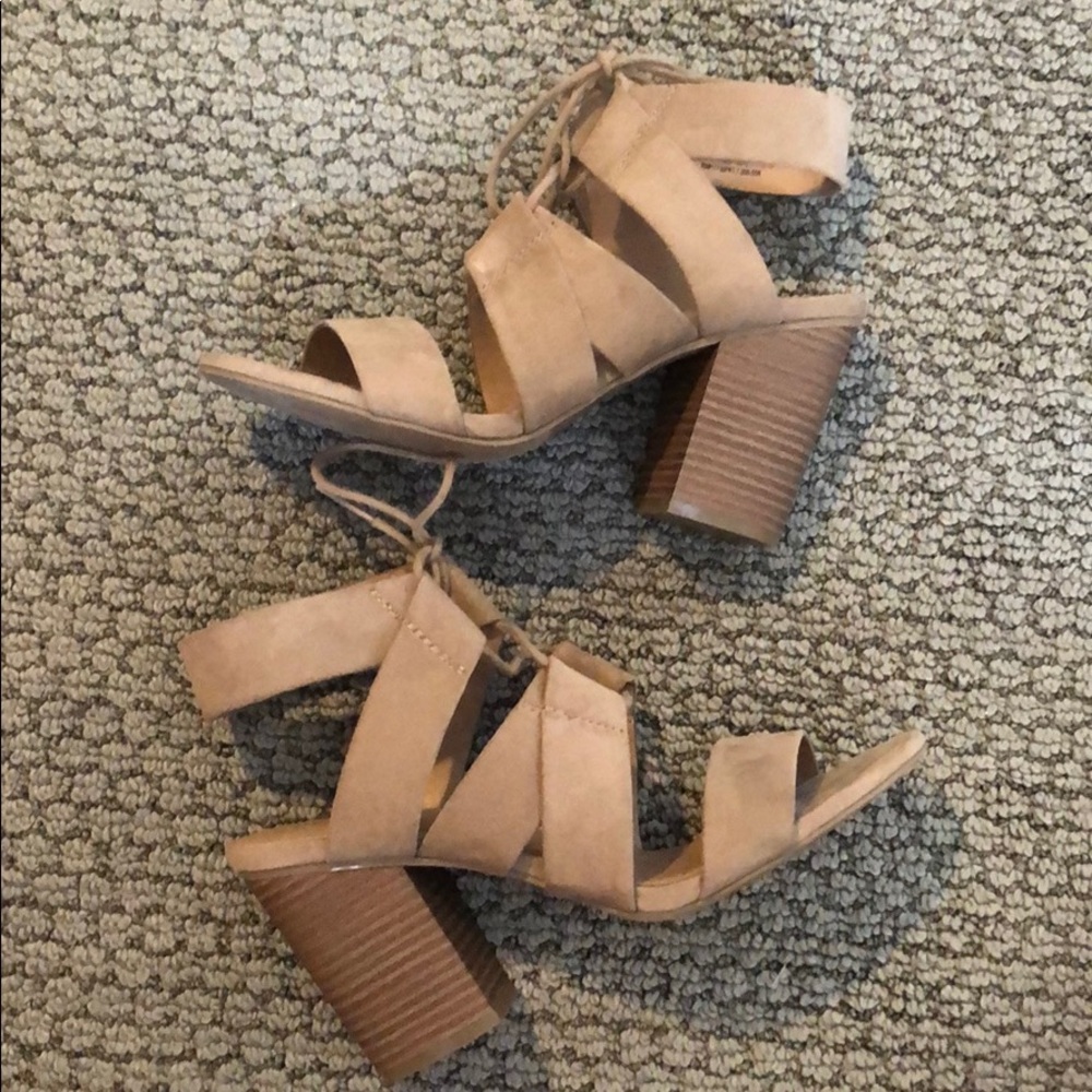 Suede tie up heels
